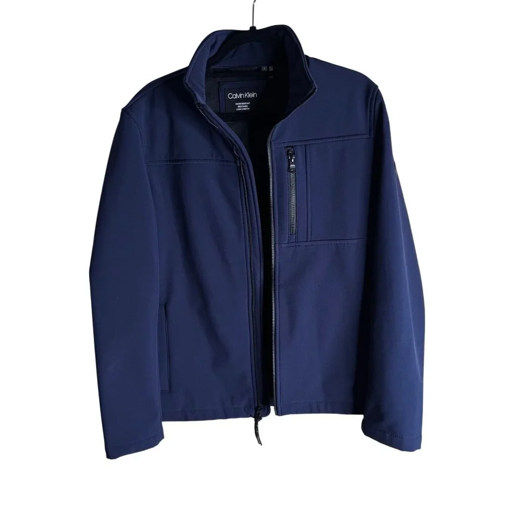 CALVIN KLEIN WATER RESISTANT FULL ZIP JACKET MEN SIZE S BLUE - Picture 1 of 12
